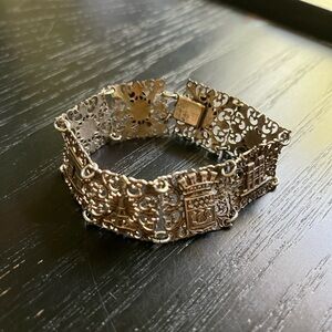 Antique Art Nouveau France Panel Link Bracelet